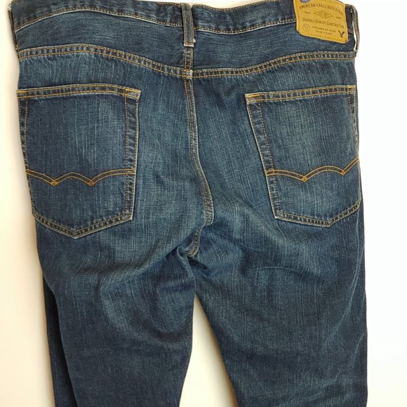 American Eagle Men's Blue Jeans 36x30 Straight Cut Relaxed Fit - Picture 3 of 9